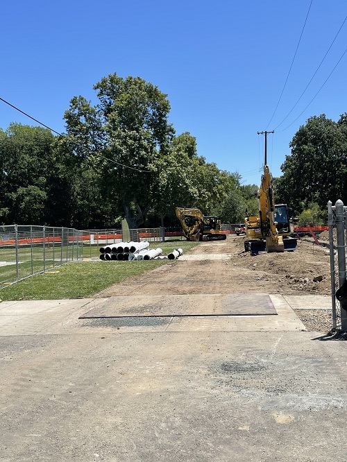 photo showing trench line through Sunol Glen Athletic Field