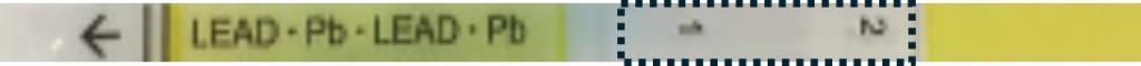 Image of test strip for Lead which shows nothing between the number 1 and the number 2