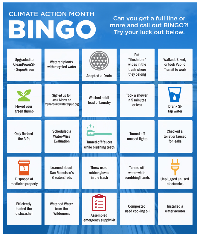 BINGO card game themed for climate action