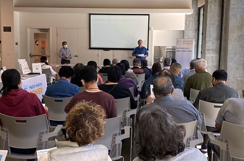 Group watching a presentation