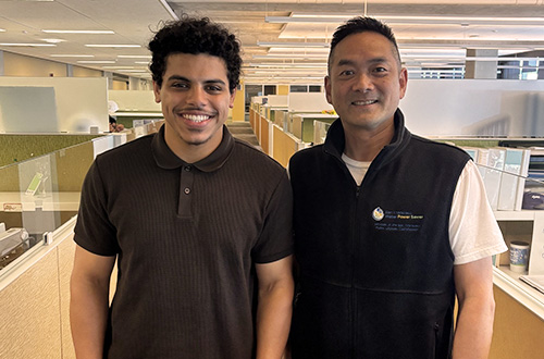 Intern Amin Ezzat with his mentor Tedman Lee, civil division manager in Infrastructure's Engineering Management Bureau.