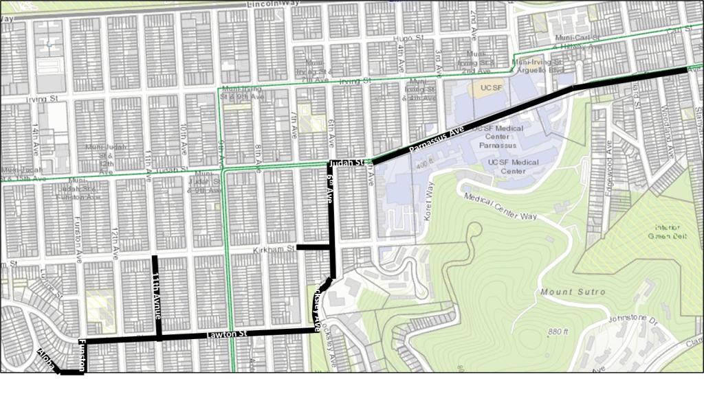 Map showing project limits on Parnassus and Lawton 