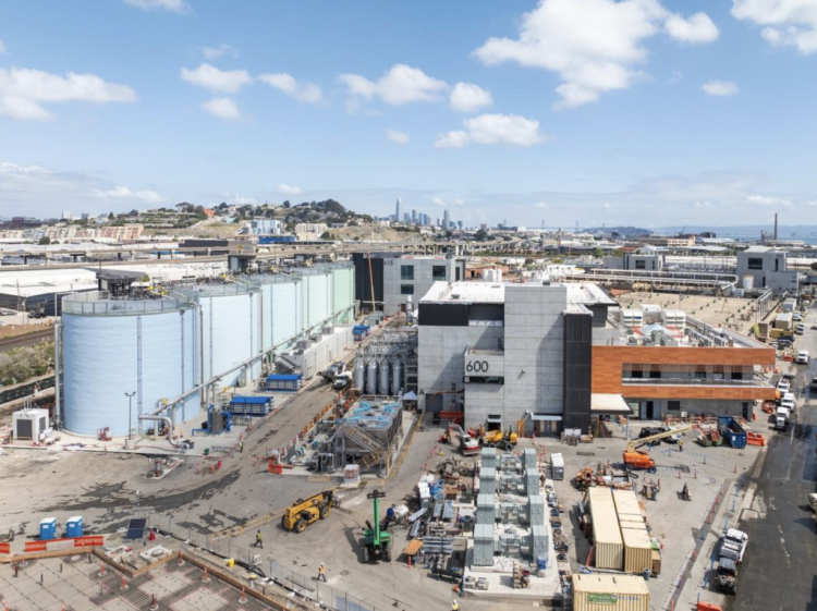 Aerial view of Biosolids Digesters Facilities Project progress