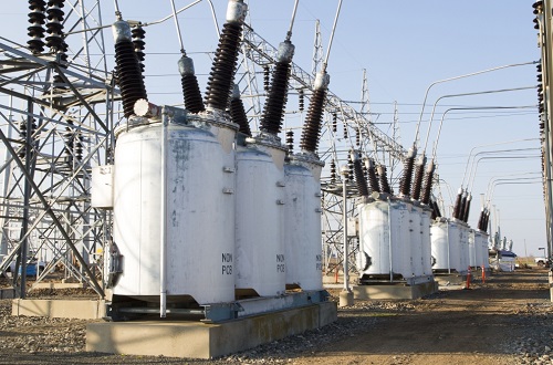various pieces of equipment within the substation yard