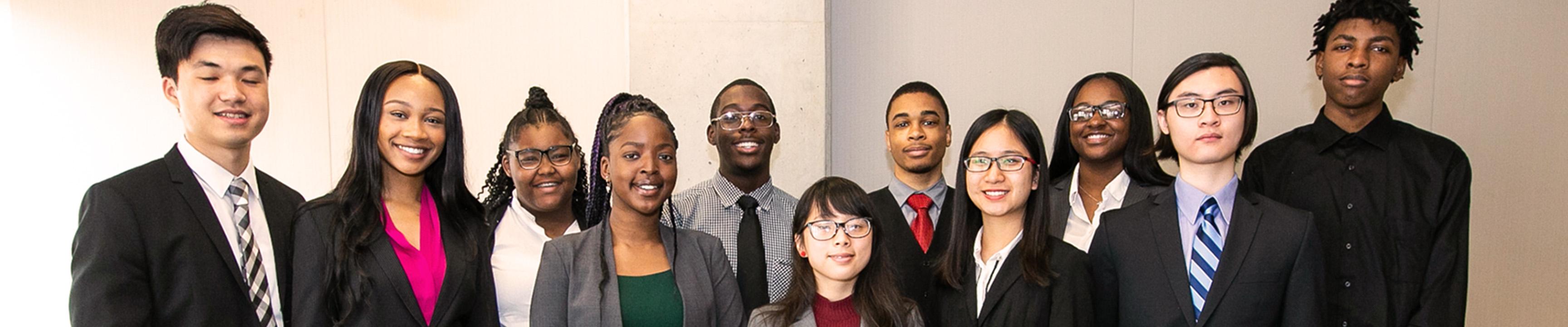 group of students in business attire