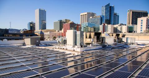 The Solar + Energy Storage/Microgrid located atop the San Francisco Public Library's Catalog & Technical Services