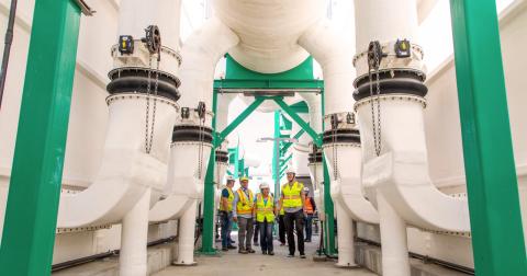 A tour group visits the headworks odor control facility at the Southeast Treatment Plant.
