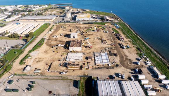 Vista aérea de la planta de recuperación de recursos hídricos de Treasure Island